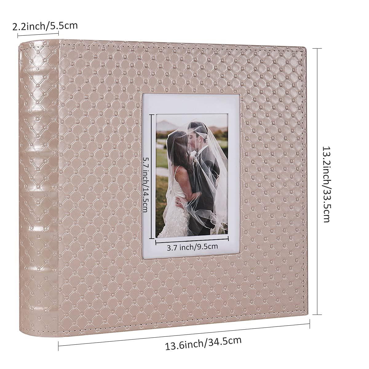 recutms diy 60 pages leather cover scrapbook photo album 4x6 5x7 8x10,self adhesive photo album holds photos of any size baby