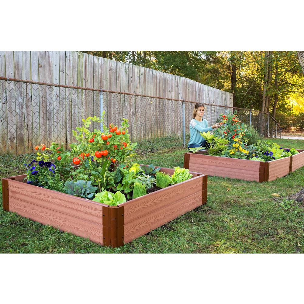 Frame It All Tool-Free Classic Sienna Raised Garden Bed 4&s; x 4&s; x 11” – 1” profile