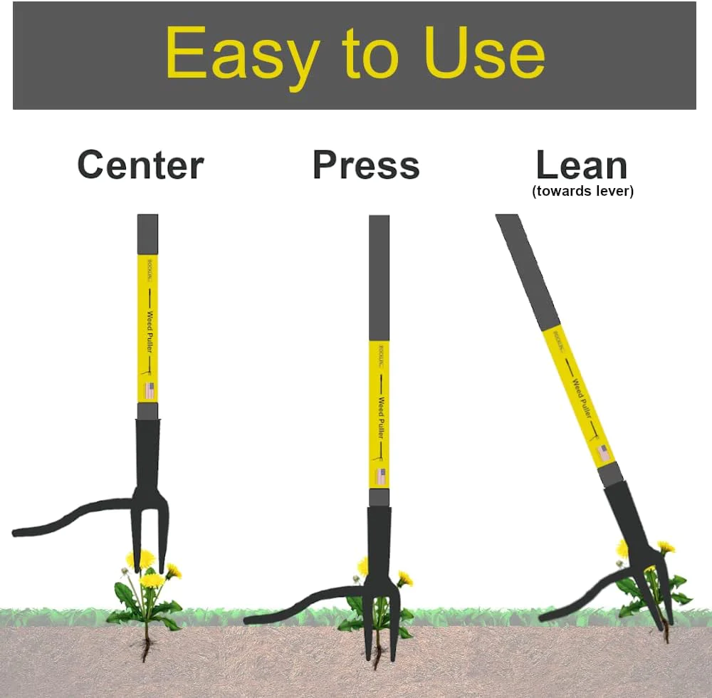 Rocklin Industry Rocklin Industrial Weed Puller Tool - 4 Foot Handle - 100% Metal - Easily Remove Weeds Without Bending or Kneeling