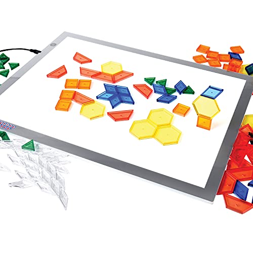 Constructive Playthings - EDX-147 Toys Translucent Pattern Blocks, Set of 147 Pieces, Various Shapes and Colors