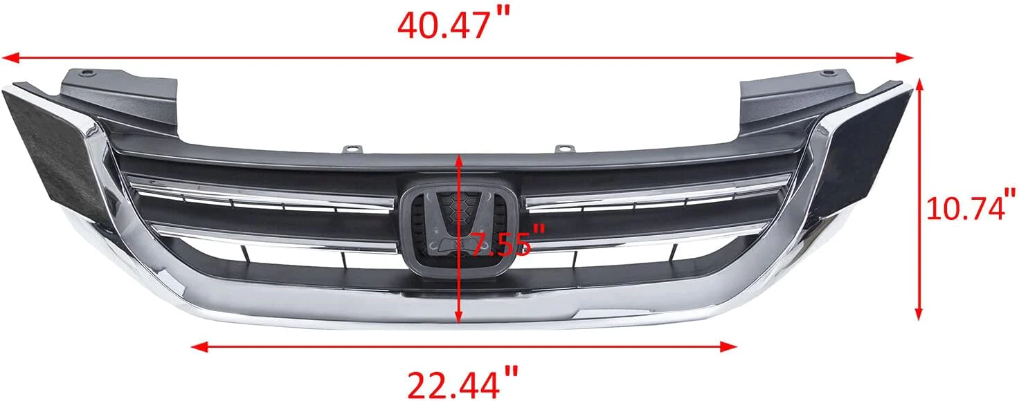 ECOTRIC Front Bumper Hood Grille Grill Compatible with 2013-2015 Honda Accord 4d Replaces for 71121T2FA01, HO1200214 Black