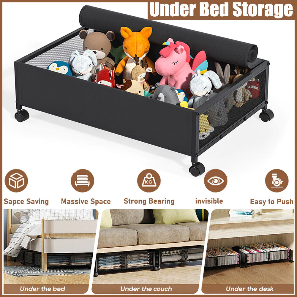 Great Choice Products 2 Pack Under Bed Storage With Wheels Clothes Organizer Container Drawer Rolling