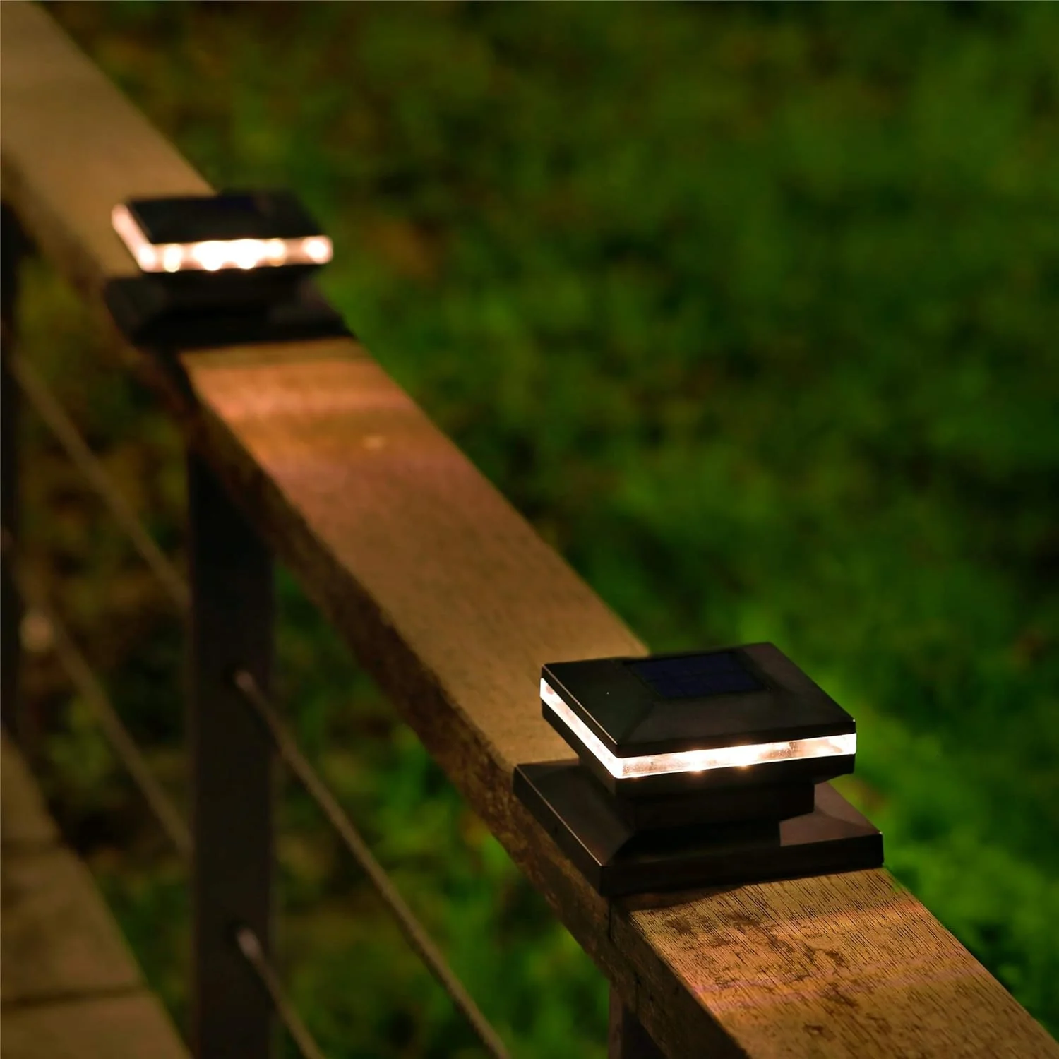 Maggift 15 Lumen Solar Post Lights, Outdoor Post Cap Light for Fence Deck or Patio, Solar Powered Caps, Warm White High Brightness SMD