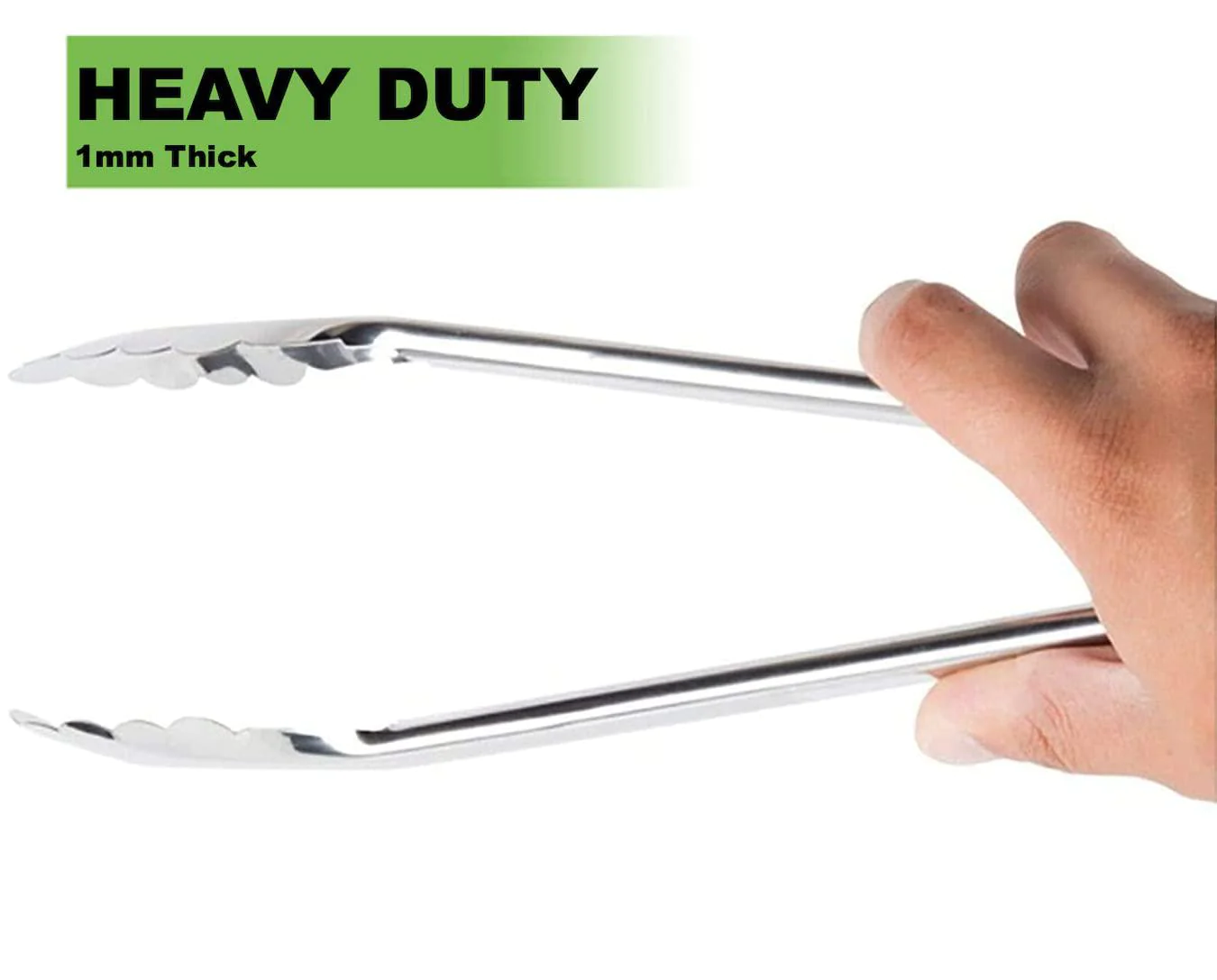 chefneno heavy duty kitchen food tongs stainless steel tongs utility metal tongs 12 inch and 9 inch (4 pack) for cooking gril