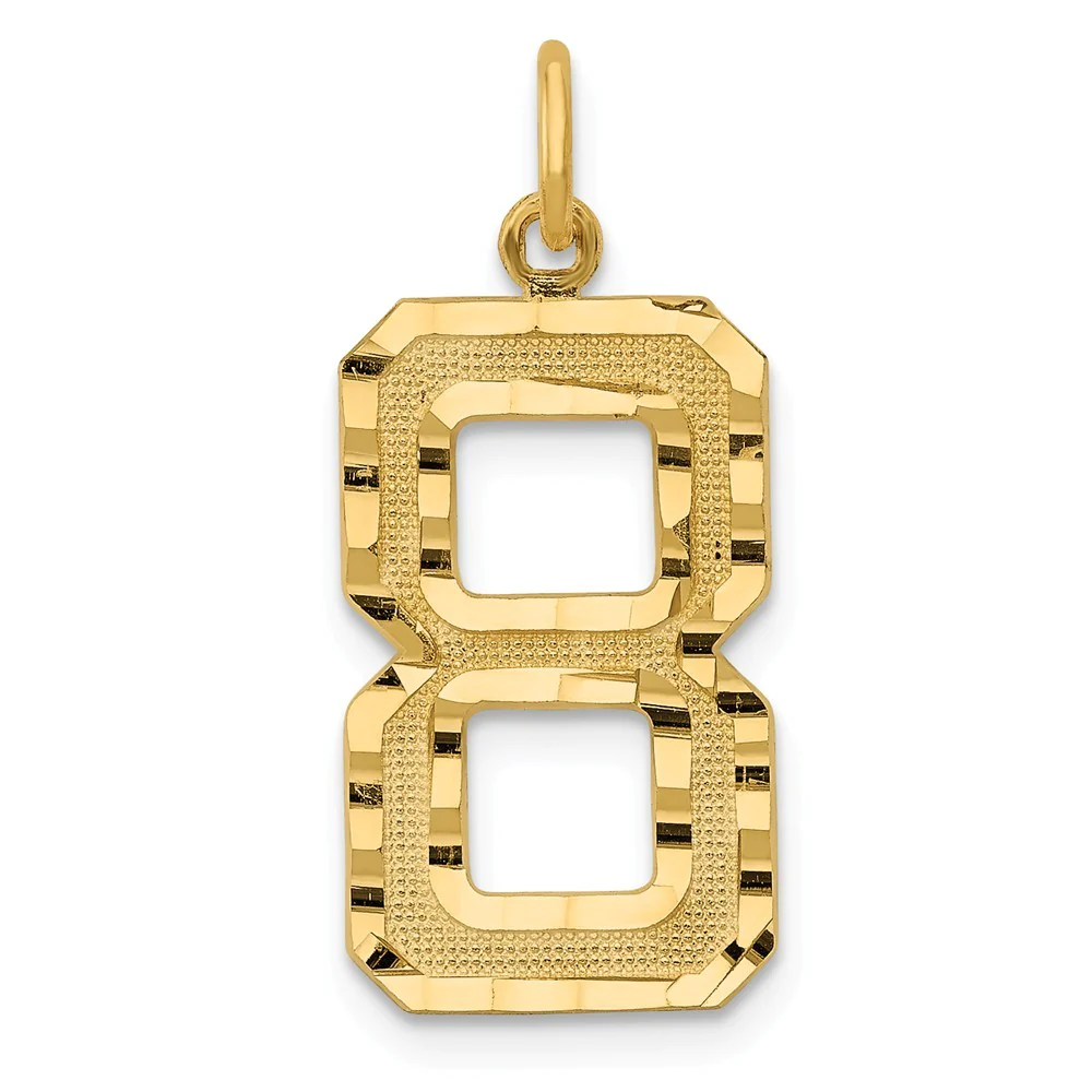 Jewelryweb 14k Yellow Gold Large Sparkle-Cut Number 8 Charm - Measures 25.5x11.3mm
