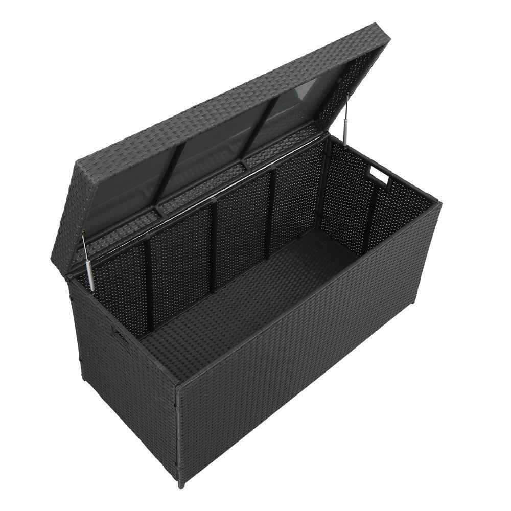 Great Choice Products 132 Gallon Large Outdoor Deck Box Indoor Outdoor Storage Wicker Furniture