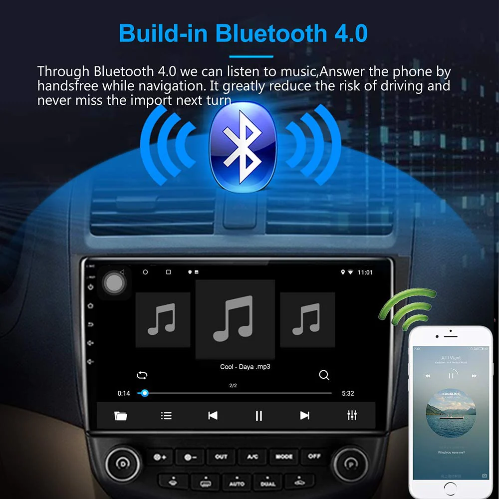 Ezonetronics for 2003-07 Honda Accord Radio Replacement,Built-in carplay&a;Android Auto Android 101 2g RAM 32g ROM Bluetooth Support Backup cam