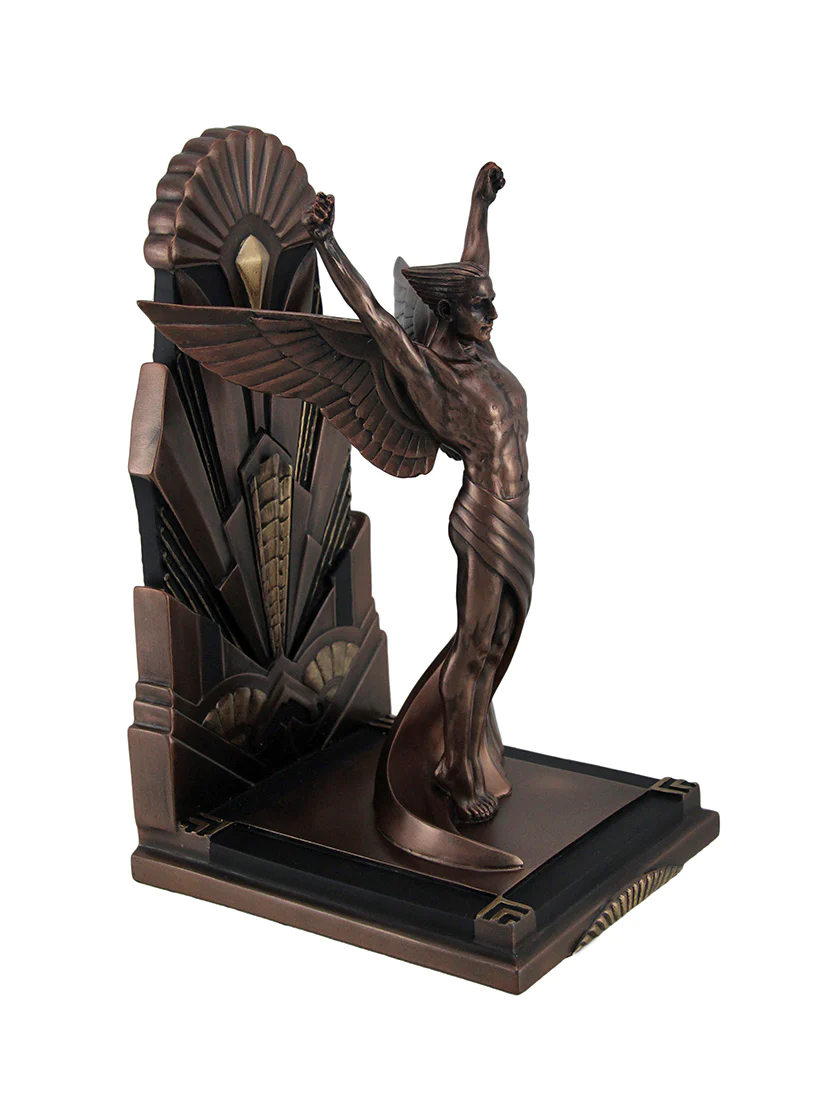 Veronese Design The Winged Man Metallic Copper Finish Art Deco Single Bookend Statue
