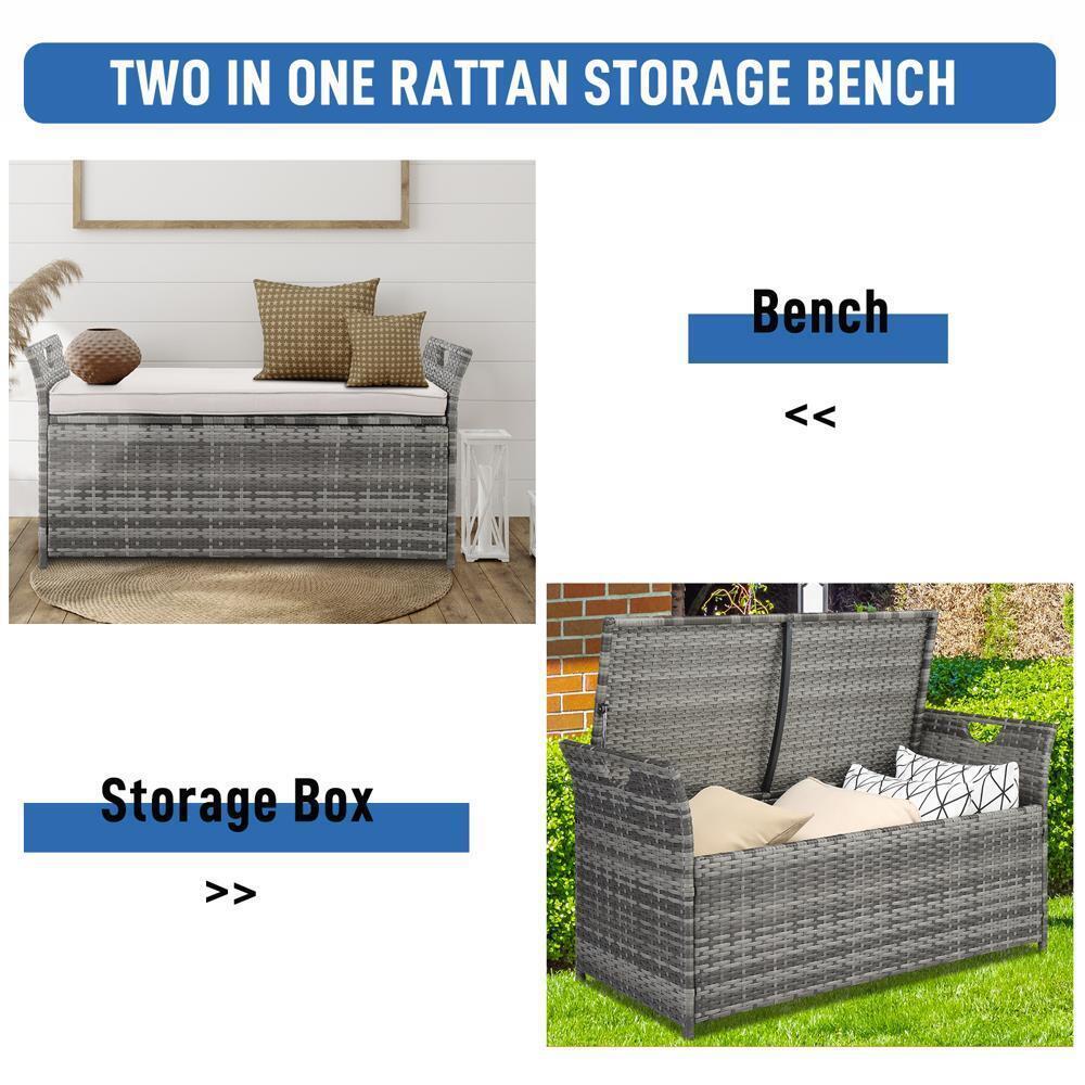Great Choice Products 125 L Outdoor Wicker Deck Box All Weather Patio Garden Storage Pe Container