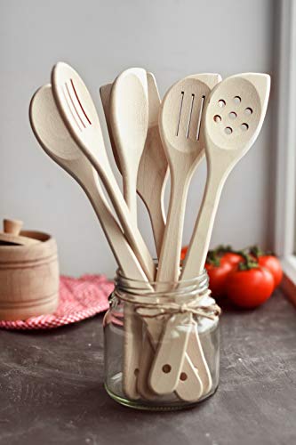 ECOSALL Healthy Wooden Spoons For Cooking Set of 6. Safe and Reliable Cooking Utensils for Kitchen ?100% Natural Nonstick Wood S