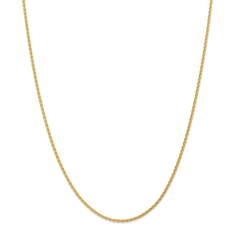 Jewelryweb 14k Yellow Gold 1.9mm Round Wheat Chain Necklace - 14 Inch