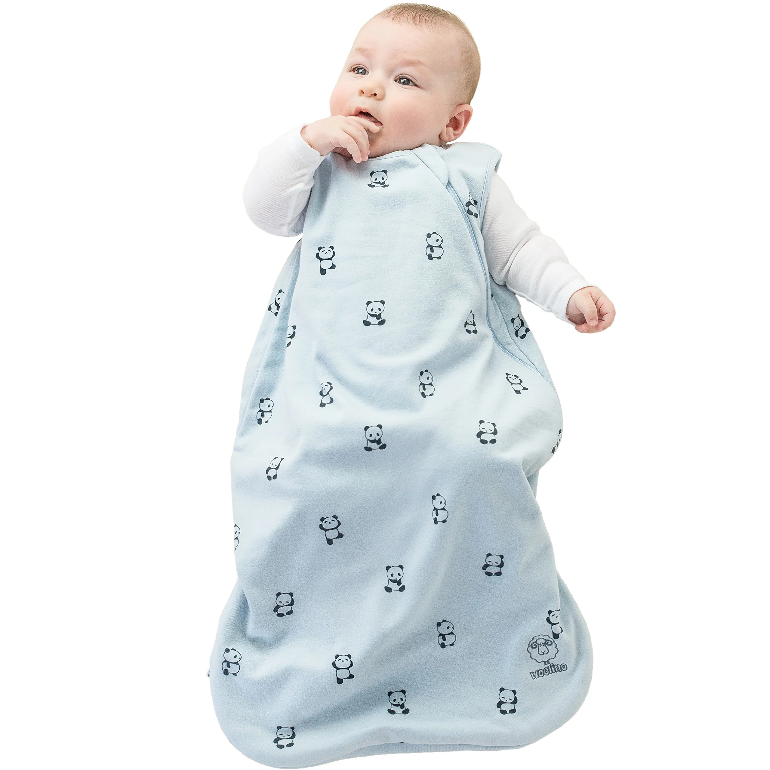 Woolino Baby Sleep Bag, 4 Season Basic Merino Wool Baby Sleeping Bag or Sack, 0-6 Months, Panda