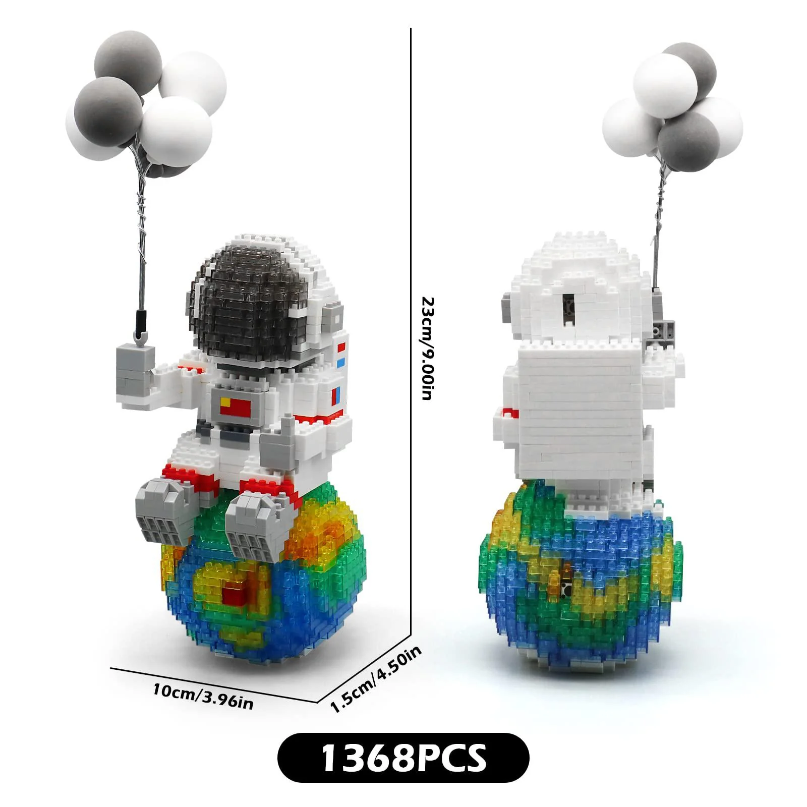 Finger Rock astronaut mini bricks miniature building set for adults and kids 12-15 space toys with led lighting kit and display box - com