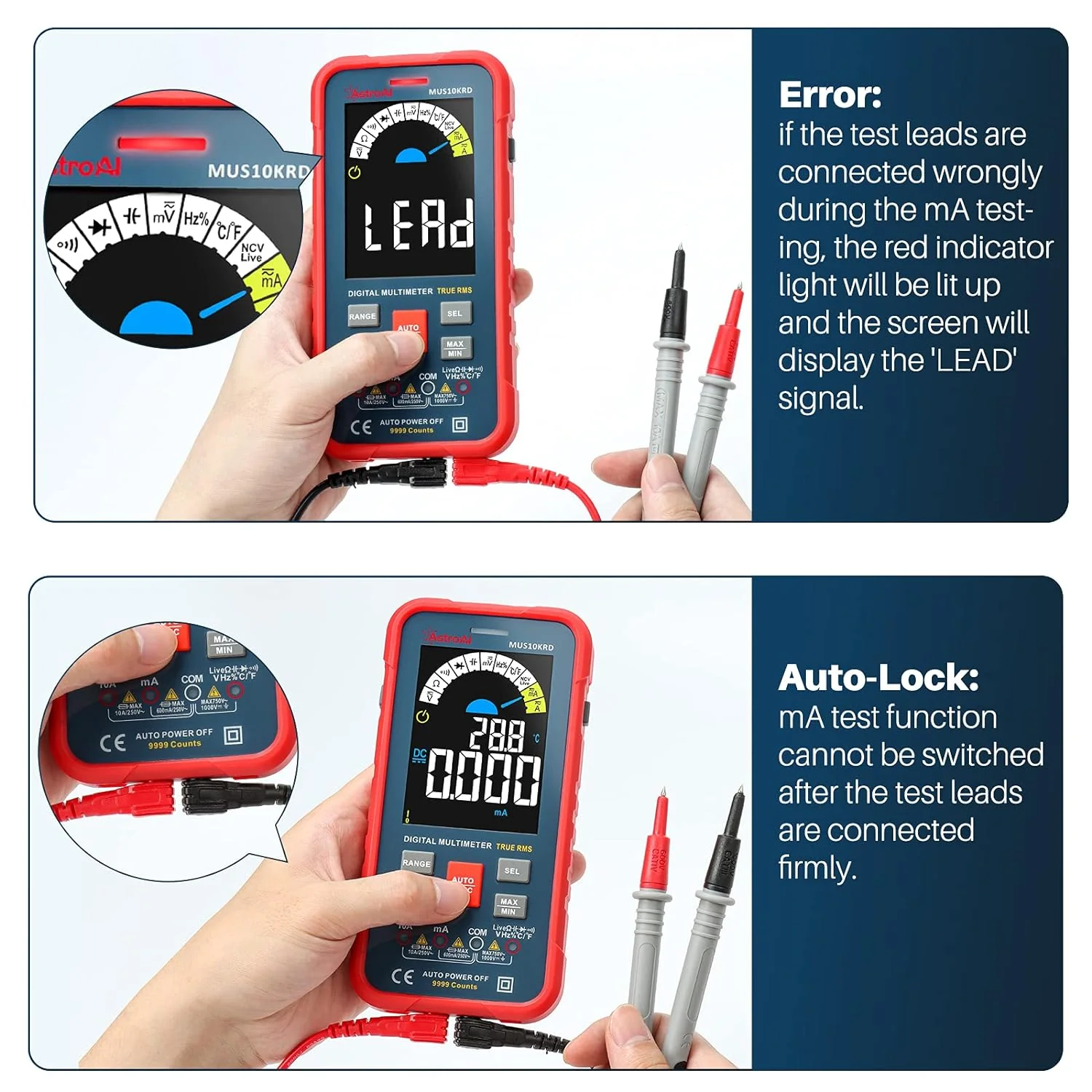 Generic AstroAI Digital Multimeter 10000 Counts TRMS Auto-Ranging Color LCD Screen Voltmeter, Fast Accurately Measures Voltage Current