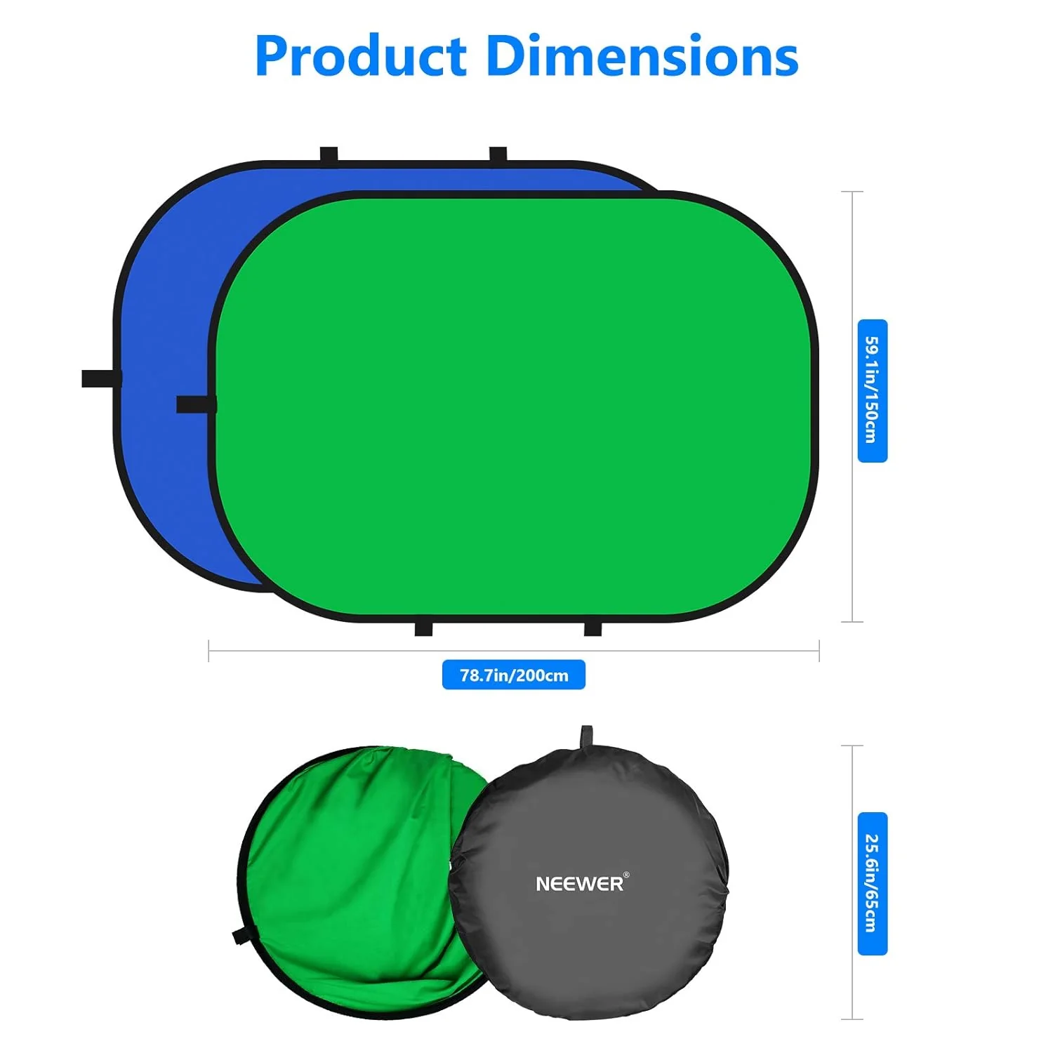 Zell Electronics Zell Chromakey Backdrops, Double Sided Green Screen And Blue Screen, 2 In 1 Collapsible And Reversible Background For Photogr…