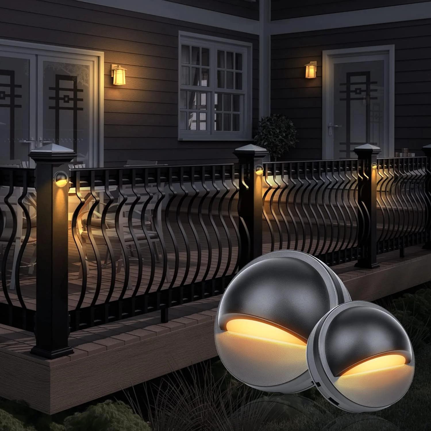 HIBOITEC Low Voltage LED Deck Lights, 2.5W Landscape Step Stair Railing Light IP67 Waterproof, Outdoor Accent Lighting Garden Post Fence