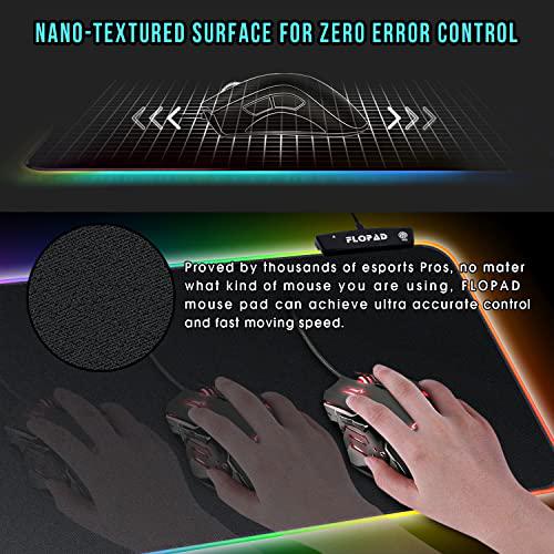 fullpad large rgb gaming mouse pad -15 light modes touch control extended soft computer keyboard mat non-slip rubber base for gamer e