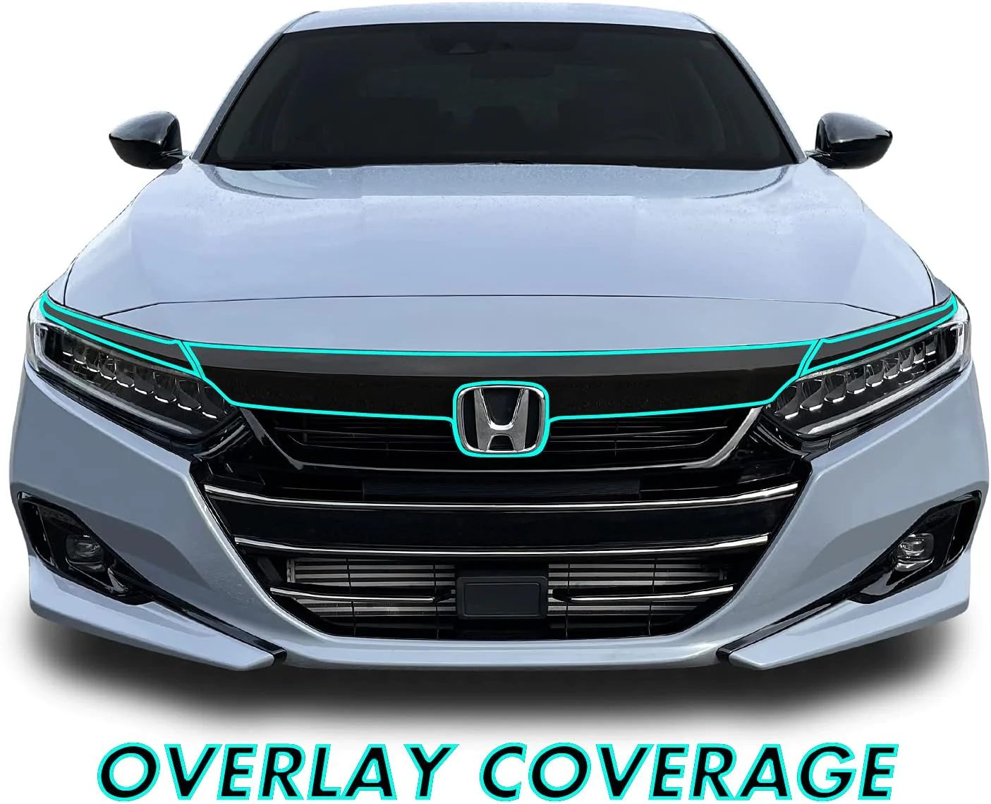 SlickMod Chrome Delete Blackout Vinyl Overlay for 2021 Honda Accord Sedan Front Grill Trim (2021 Front Grill, Gloss Black)