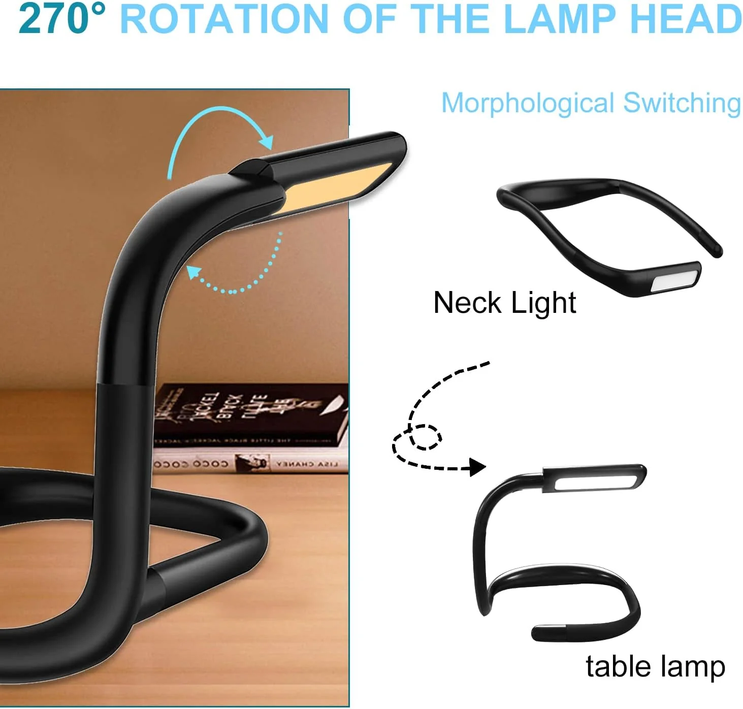 LALAKU LED Neck Reading Light,Book Light for Reading in Bed,Adjustable Brightness Desk Lamp,3 Color Reading Light,Light with Bendable