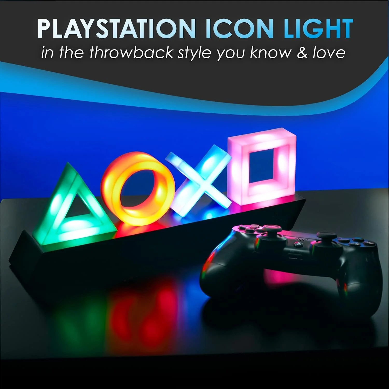 GCP Products Playstation Icons Light With 3 Light Modes - Music Reactive Game Room Lighting