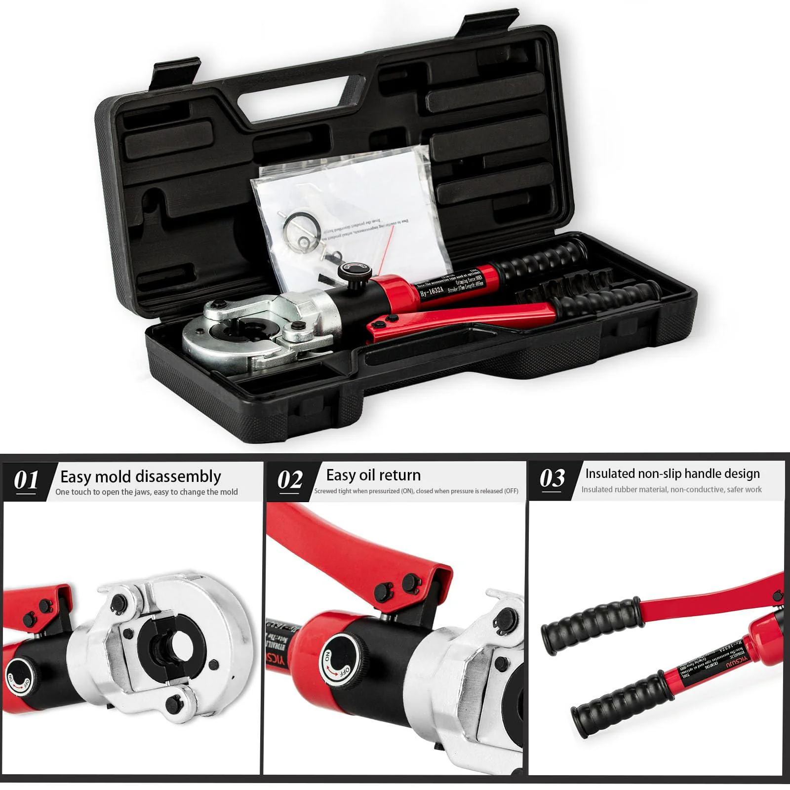 YICSUJU red copper press tool,copper tube crimping tool with crimping dies jaw 1/2