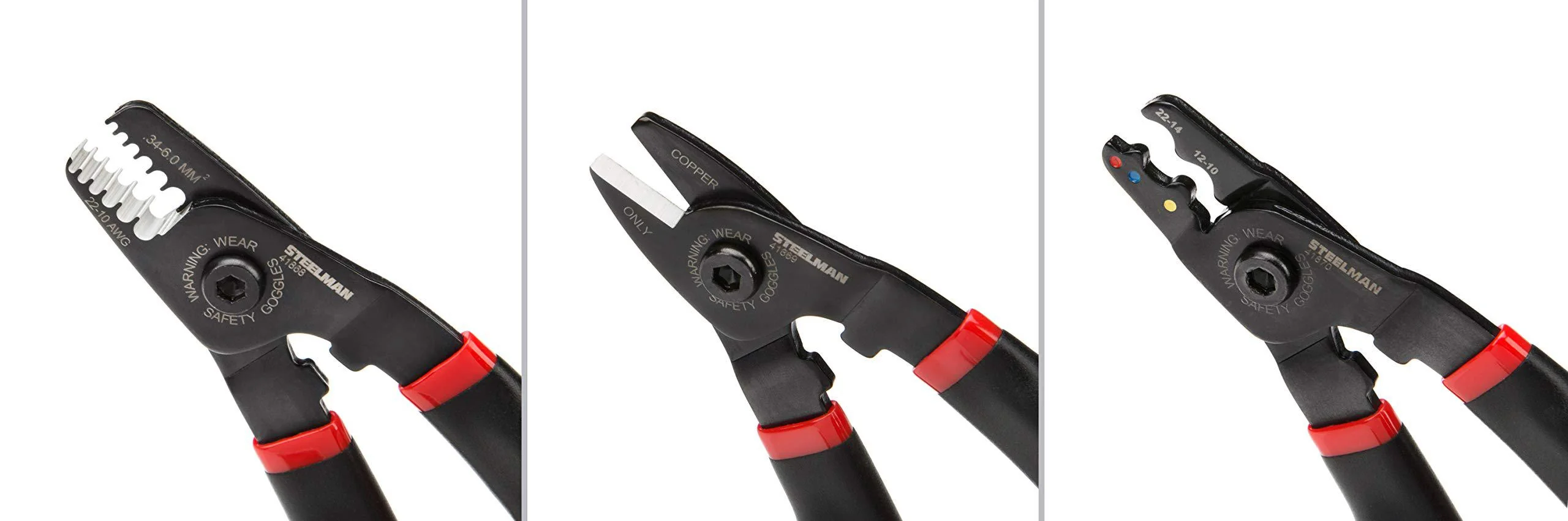 steelman 3-piece mini wire and cable electrician tool set (wire cutter, wire stripper, and wire crimper), durable steel with