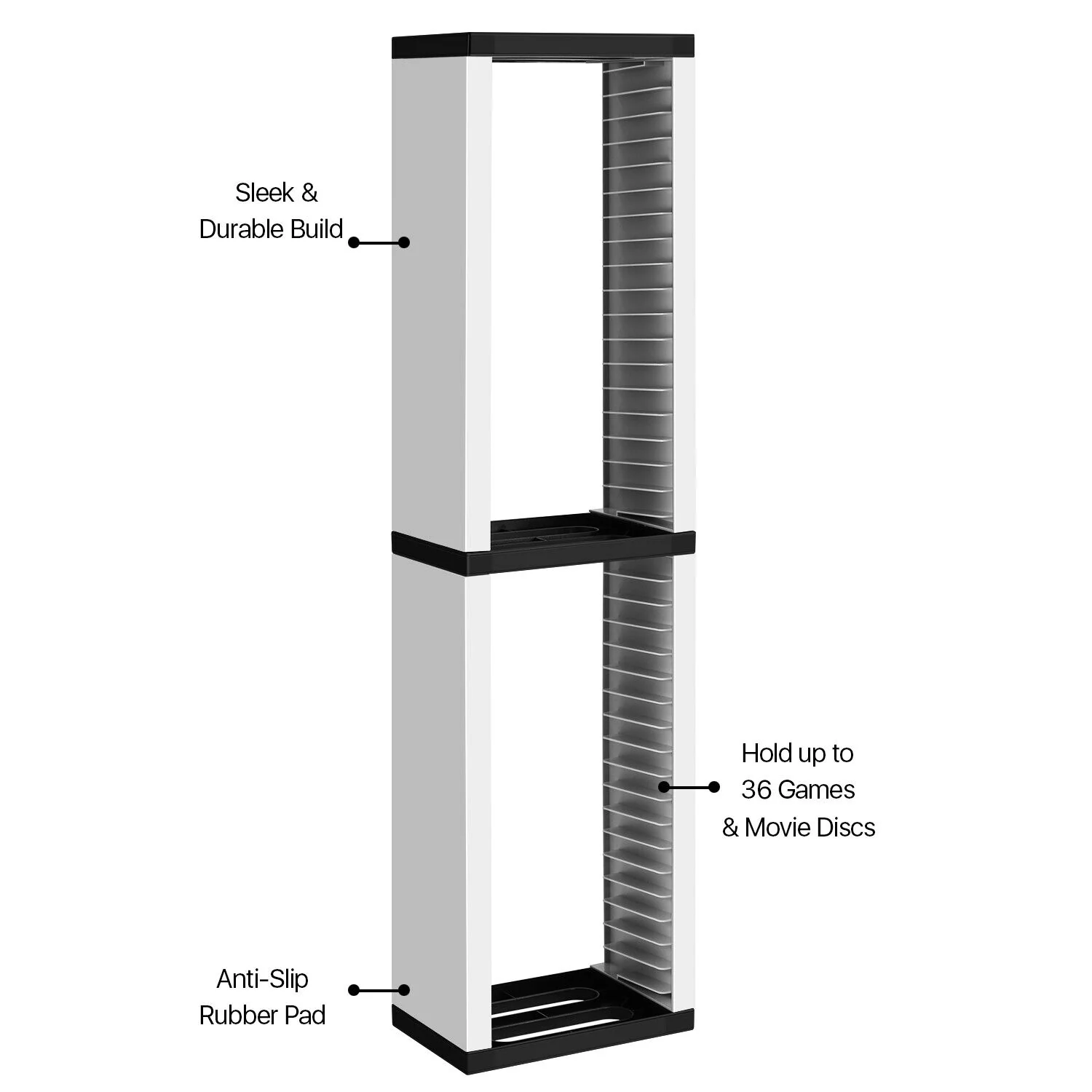 thinkstar Video Game Storage Tower (36 Cd Disc Blu-Ray Case) Universal Dvd Holder Shelf