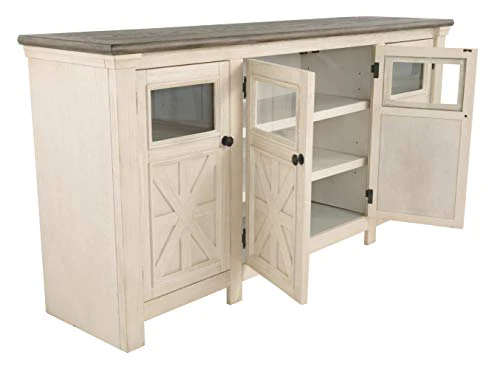 Signature Design by Ashley Bolanburg Two Tone Farmhouse TV Stand, Fits TVs up to 72