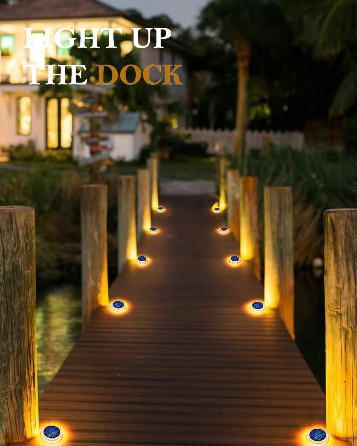 DetarZinLED Solar Deck Lights Outdoor,Warm White Solar Step Lights Waterproof LED,Solar Powered Outside Lights for Stairs,Patio,Yard,Dock,D