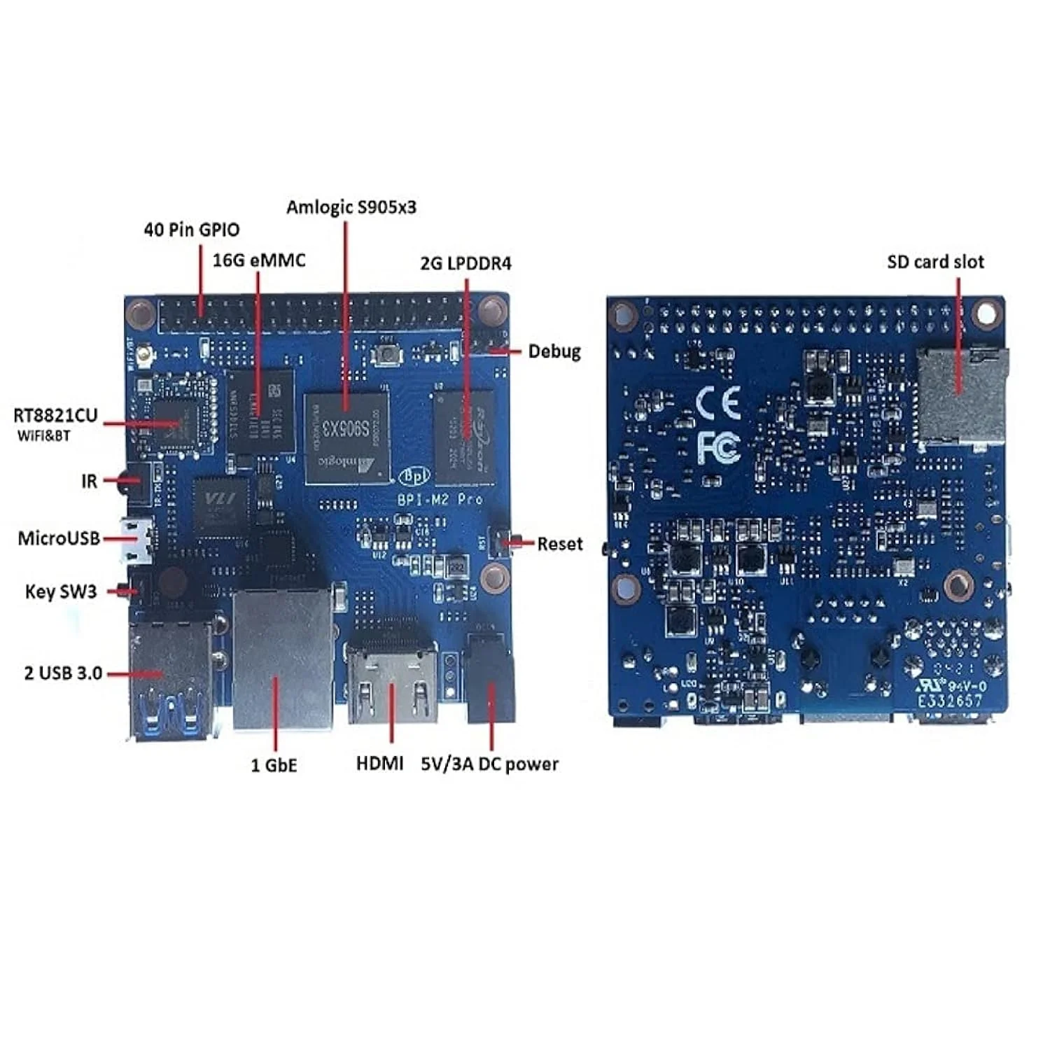 GCP Products Banana Pi Amlogic S905X3 Single Board Computer For Iot Smart Home Control Gatewa And Nas Server