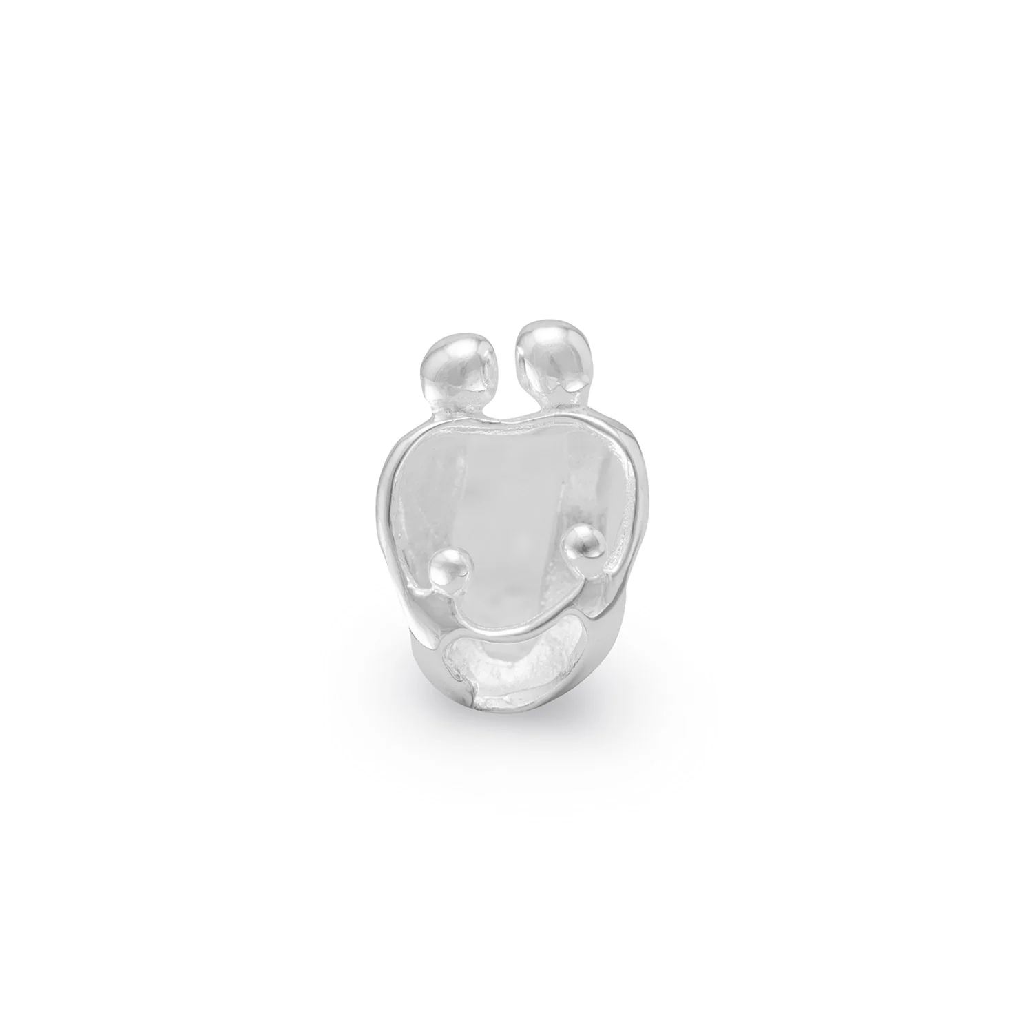 Jewelryweb Parents 2 Children Bead Sterling Silver Cut Out Bead With Parents and Two Children Bead Is 8mm Charm