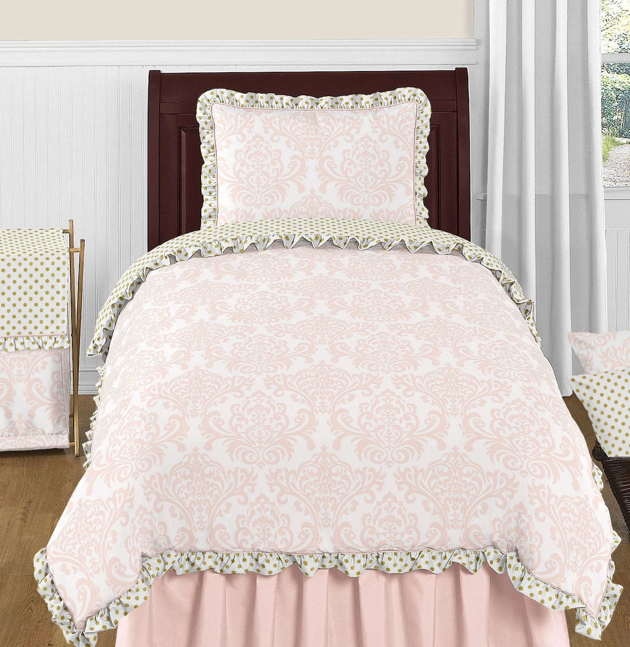 Sweet Jojo Designs Blush Pink Twin Bed Skirt for Girls Amelia Colleciton Childrens Bedding Sets