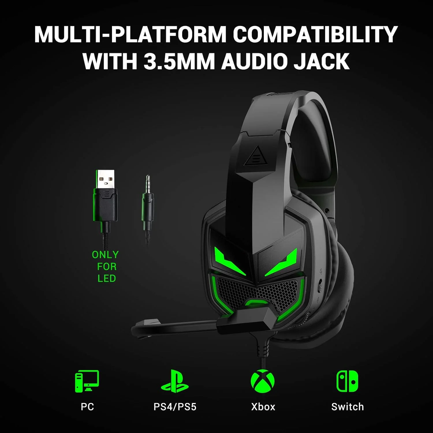 GCP Products [2023 New] Fenrir Gaming Headset With Microphone For Ps4 Pc Xbox One Ps5 Switch Laptop, Over Ear Headphones Wired With Noise …