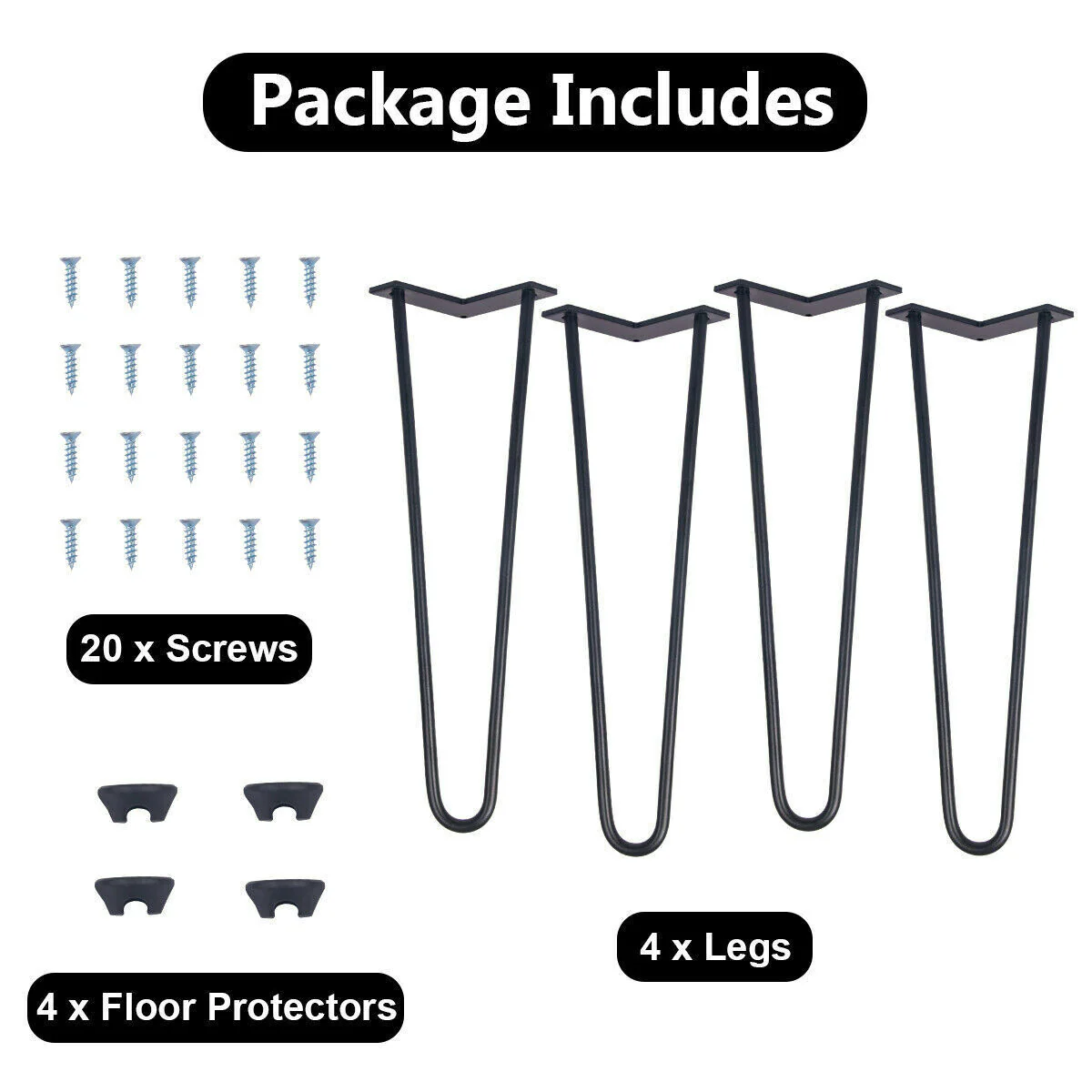 Great Choice Products 16 Inch Set Of 4 Metal Hairpin Legs Coffee Table Legs Furniture Desk Legs 2 Rods