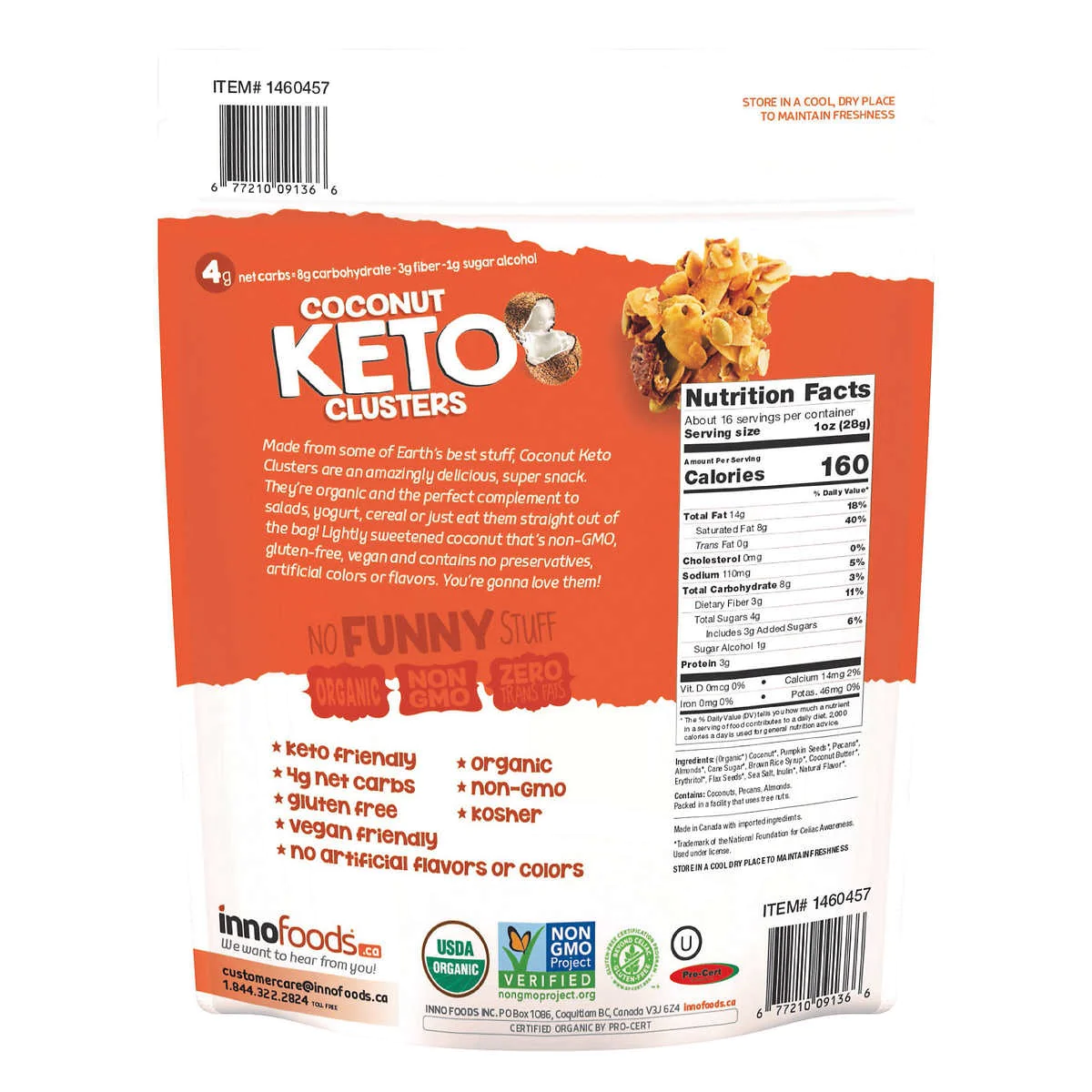 Innofoods Organic Coconut Keto Clusters, 16 Ounce