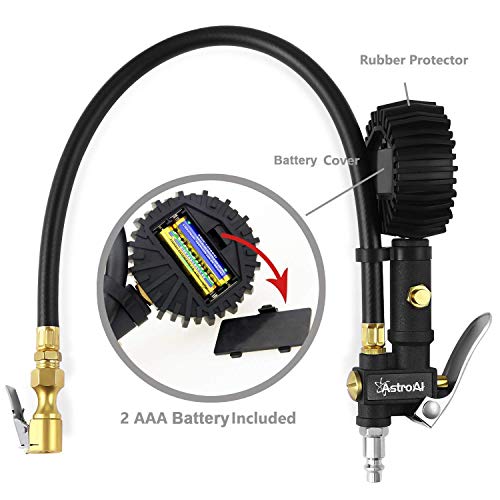 AstroAI ATG250 Digital Tire Inflator with Pressure Gauge, 250 PSI Air Chuck and Compressor Accessories Heavy Duty with Rubber Ho