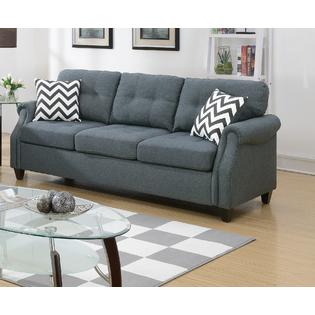 Esofastore Blue Grey 2-Pcs Sofa Set Cushion Couch Console Sofa Loveseat Polyfiber Pillows Living Room Furniture
