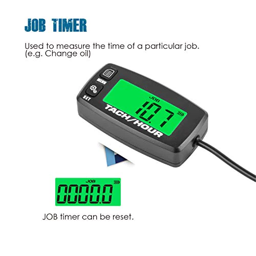 Runleader Digital Maintenance Tach/Hour Meter,Backlight Display,Battery Replacement for Small Gas Engine,Used on Riding Lawn Tra