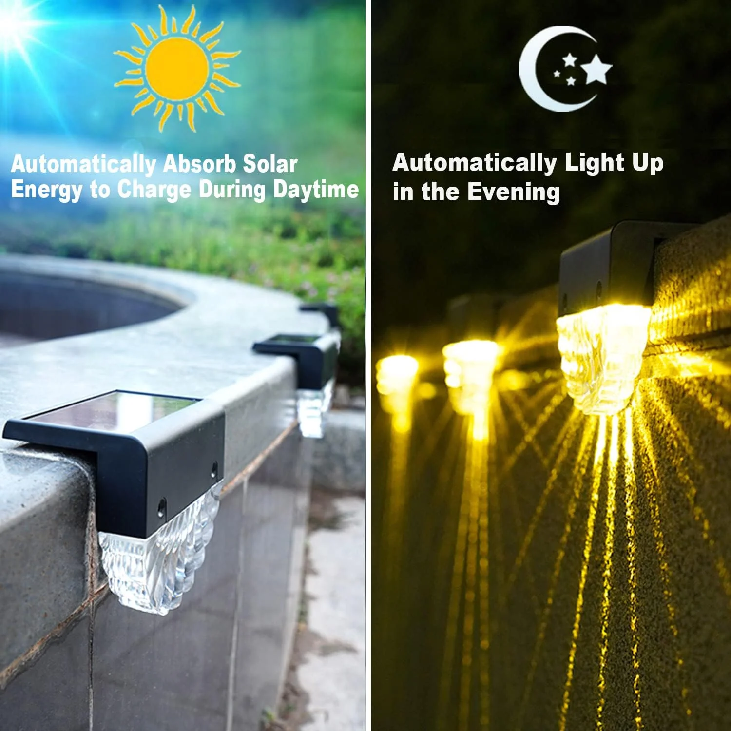 BlueYang Solar Deck Light,Waterproof Step Stair Light,Outdoor Garden Decorative Fence LED Light with Color Changing/Warm White,Solar Pow