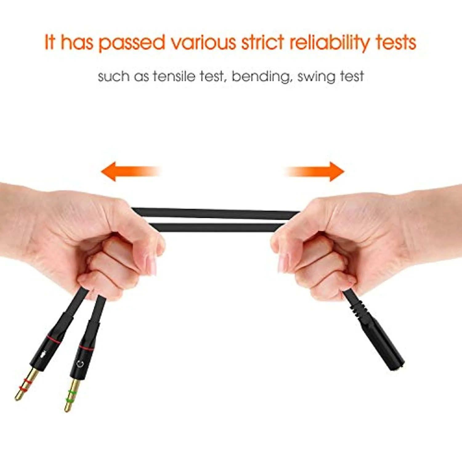 maeline headphone splitter adapter, 3.5mm mic cable for computer, headset 3.5mm female to 2 dual male microphone audio stereo