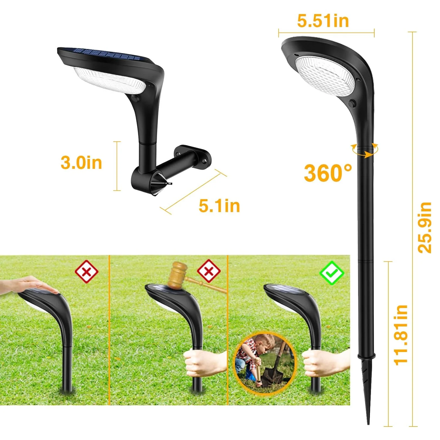 GCP Products Solar Pathway Lights Outdoor 4 Pack 12Led 7 Color Changing Halloween Garden Decorative Landscape Lights Waterproof Solar Powe…