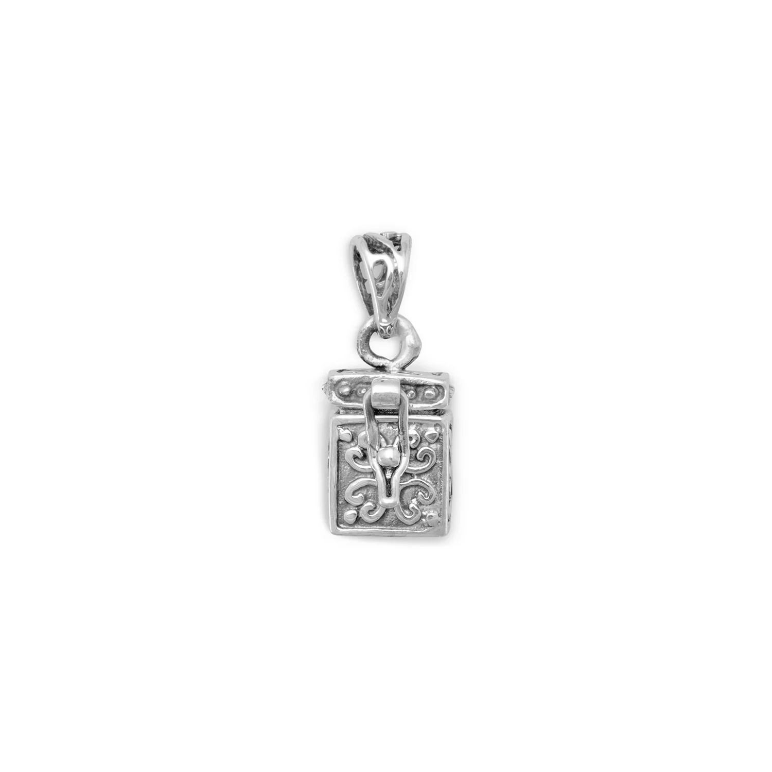 Jewelryweb Sterling Silver Small Prayer Box With Ichthys Cross Prayer Box Measures 11x8.5mm Charm