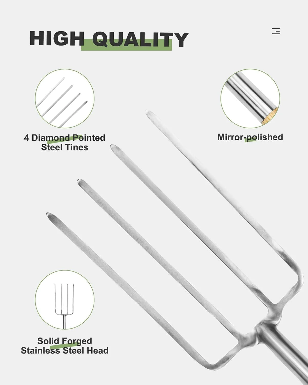 Eadwiella Pitchfork for Gardening Digging Fork Heavy Duty Garden Fork with D-Handle 43 inch 4-Tine Spading Fork for Garden Border Digging