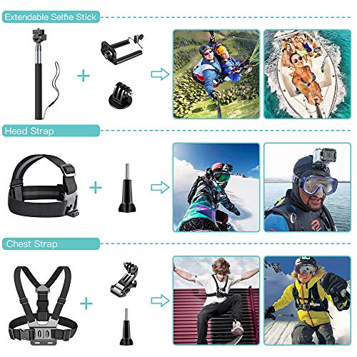 SmilePowo 51-in-1 Action Camera Accessories Kit for GoPro Hero 10 9 8 Max 7 6 5 4 3 3+ 2 1 Black GoPro 2018 Session Fusion Silve