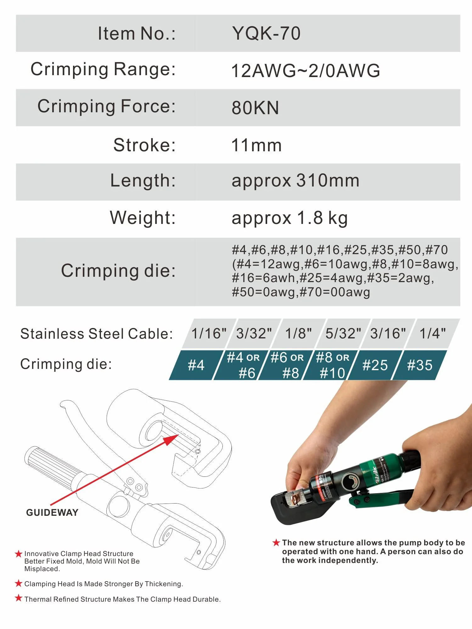 utziko hydraulic cable lug crimper 10 us ton 12 awg to 00 (2/0) electrical terminal cable wire tool kit with 9 die (12awg~00a
