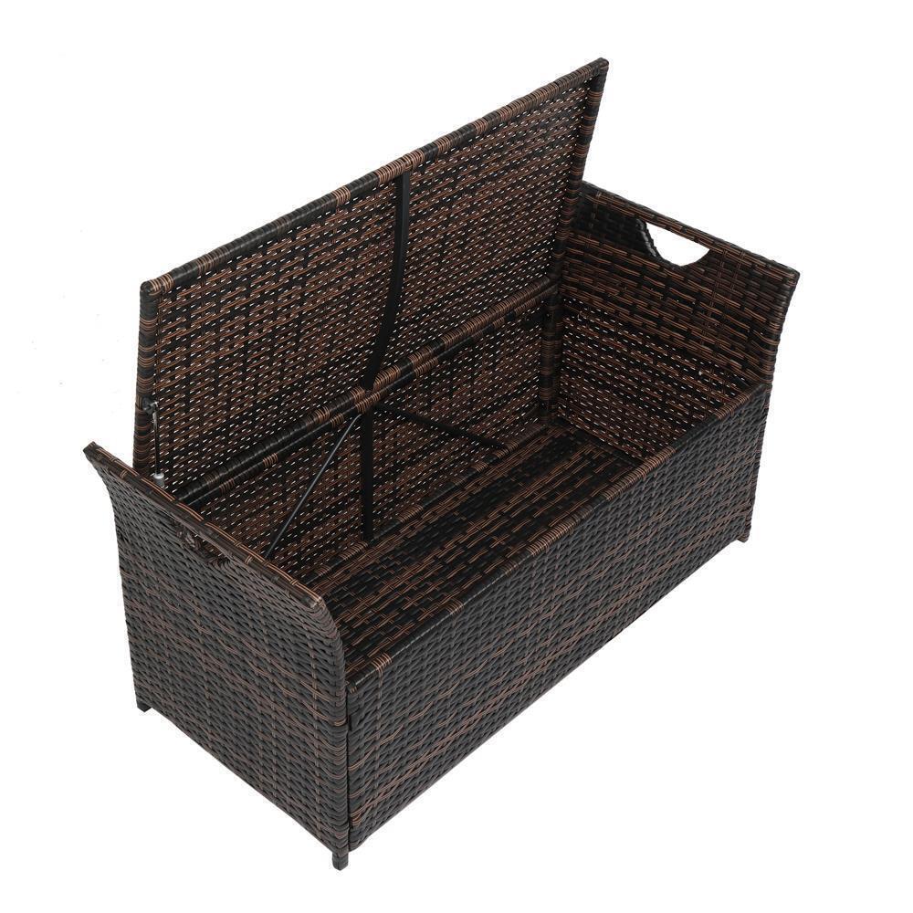 Great Choice Product 33 Gallon Wicker Storage Bin Deck Box Cabinet Container Box Shelf Cushion Tools