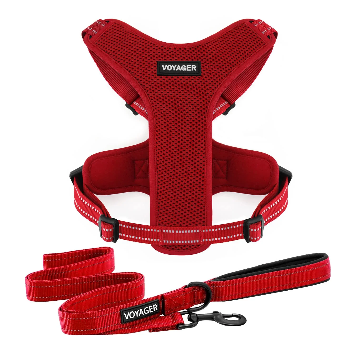 Best Pet Air Frontier Mesh Dog Harness with and Reflective Dog Leash Set Reflective Stitching and Lightweight Breathable No-Pull Design A