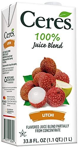 Ceres 100% All Natural Pure Fruit Juice Blend, Litchi - Gluten Free, Rich in Vitamin C, No Added Sugar or Preservatives, Cholest