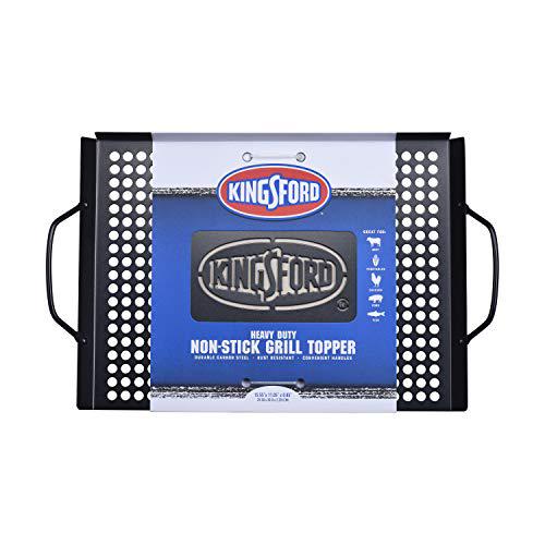 kingsford heavy duty non-stick grill topper | non-stick, rust resistant grill pan with handles | easy to use bbq grill access