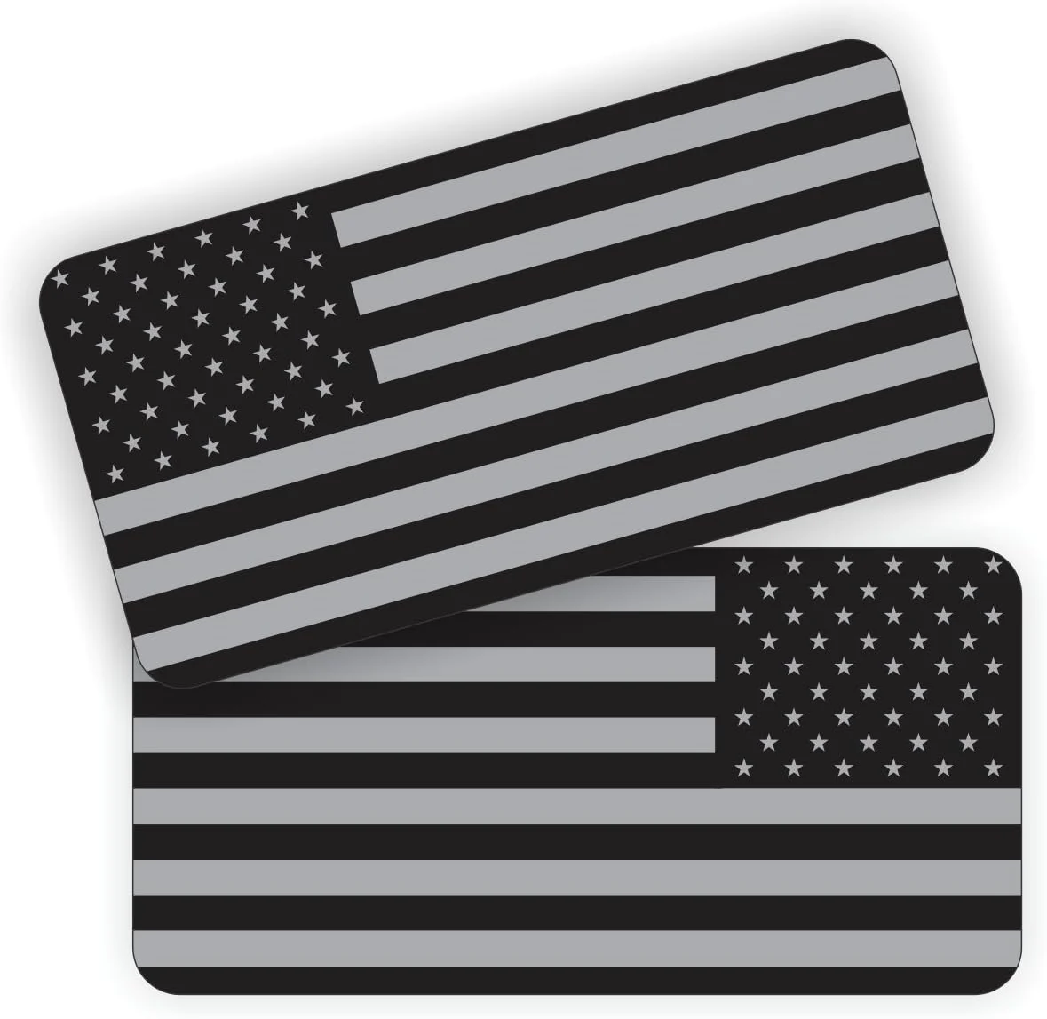 STICKY DUDE Pair - REFLECTIVE Stealthy American Flag Hard Hat Stickers | Black Ops Decals | Tactical Gear Survival Labels | USA Flags Toolb